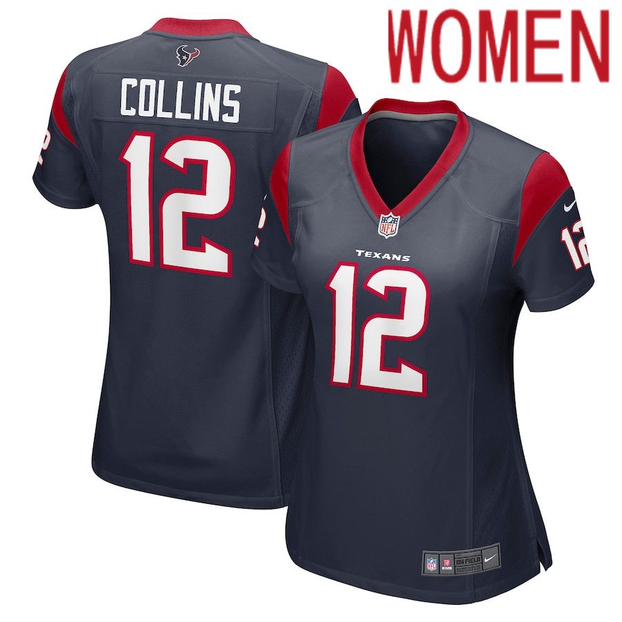 Women Houston Texans #12 Nico Collins Nike Navy Game NFL Jersey->women nfl jersey->Women Jersey
